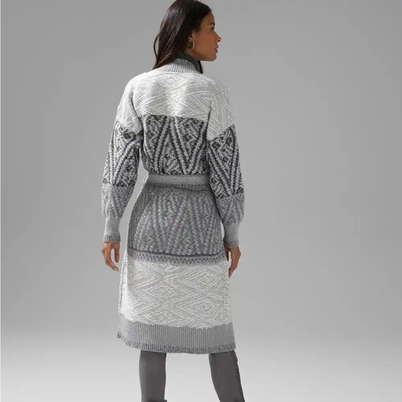 WHBM Gray Fair Isle Cover Up Wrap Sweater - Picture 2 of 10